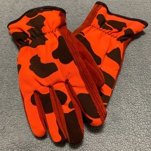 Leather Orange Camo Thinsulate gloves (sz M)